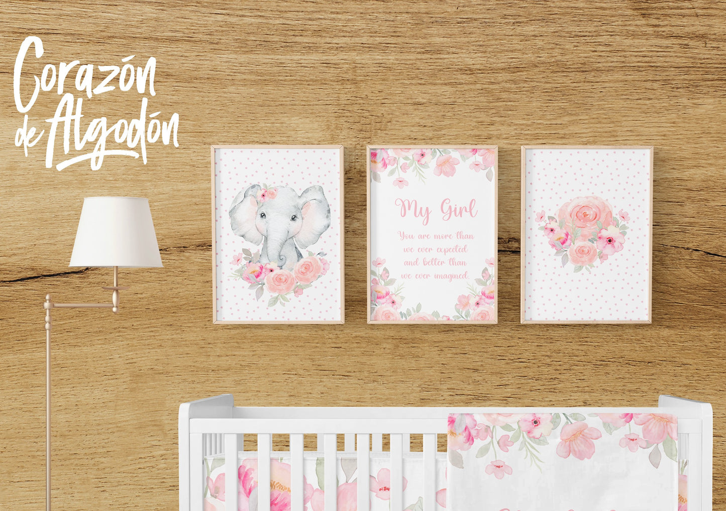 3 Textiles para enmarcar Elefante Elizabeth