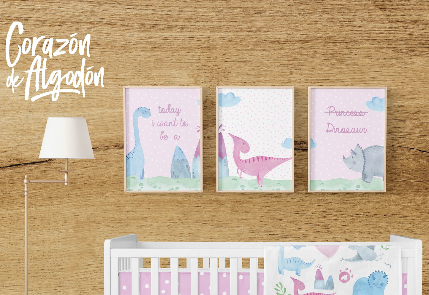 3 Textiles para enmarcar Dinosaurio Morgan