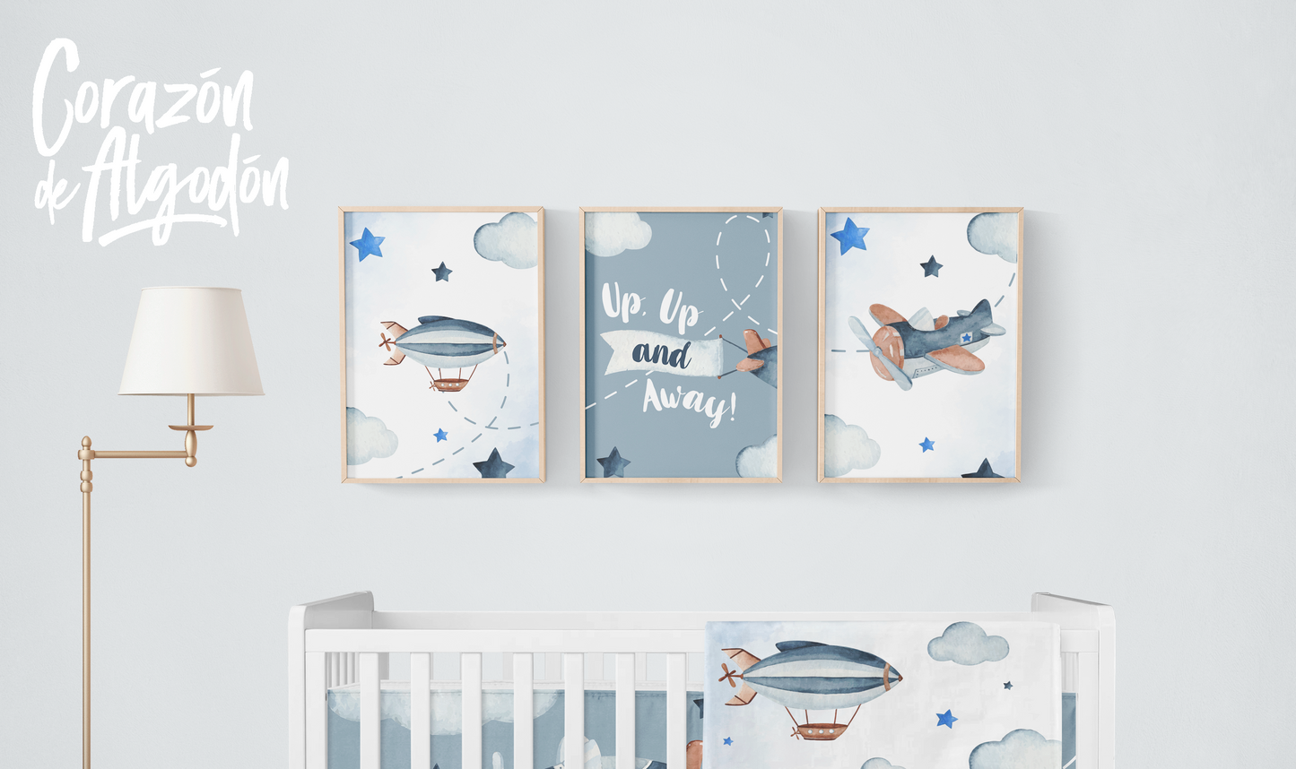 3 Textiles para enmarcar Aviones Christian
