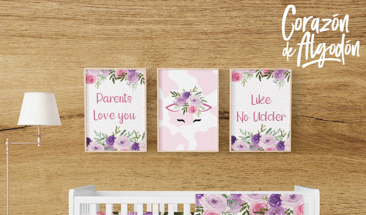 3 Textiles para enmarcar Vaca Connie