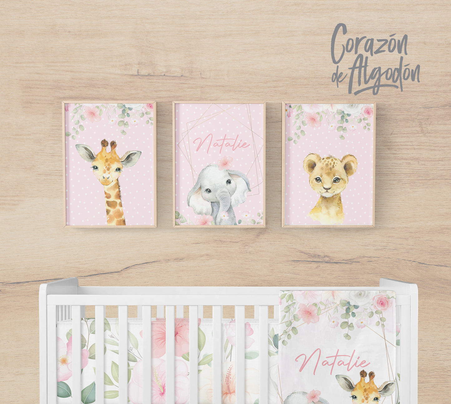 3 Textiles para enmarcar Animales Natalie