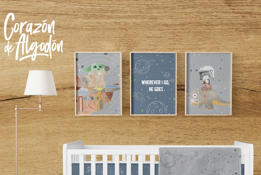 3 Textiles para enmarcar Baby Yoda Jackson