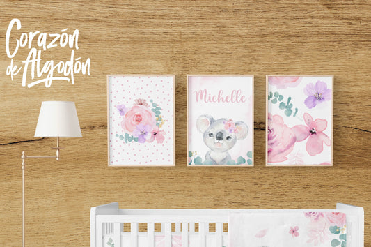 3 Textiles para enmarcar Koala Michelle