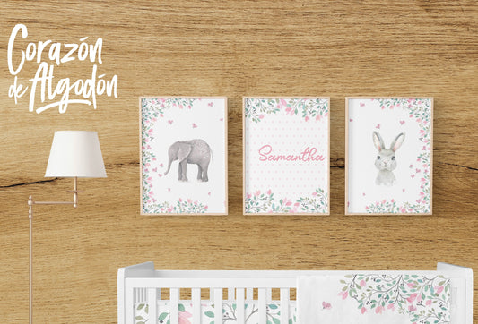 3 Textiles para enmarcar Elefante Samantha