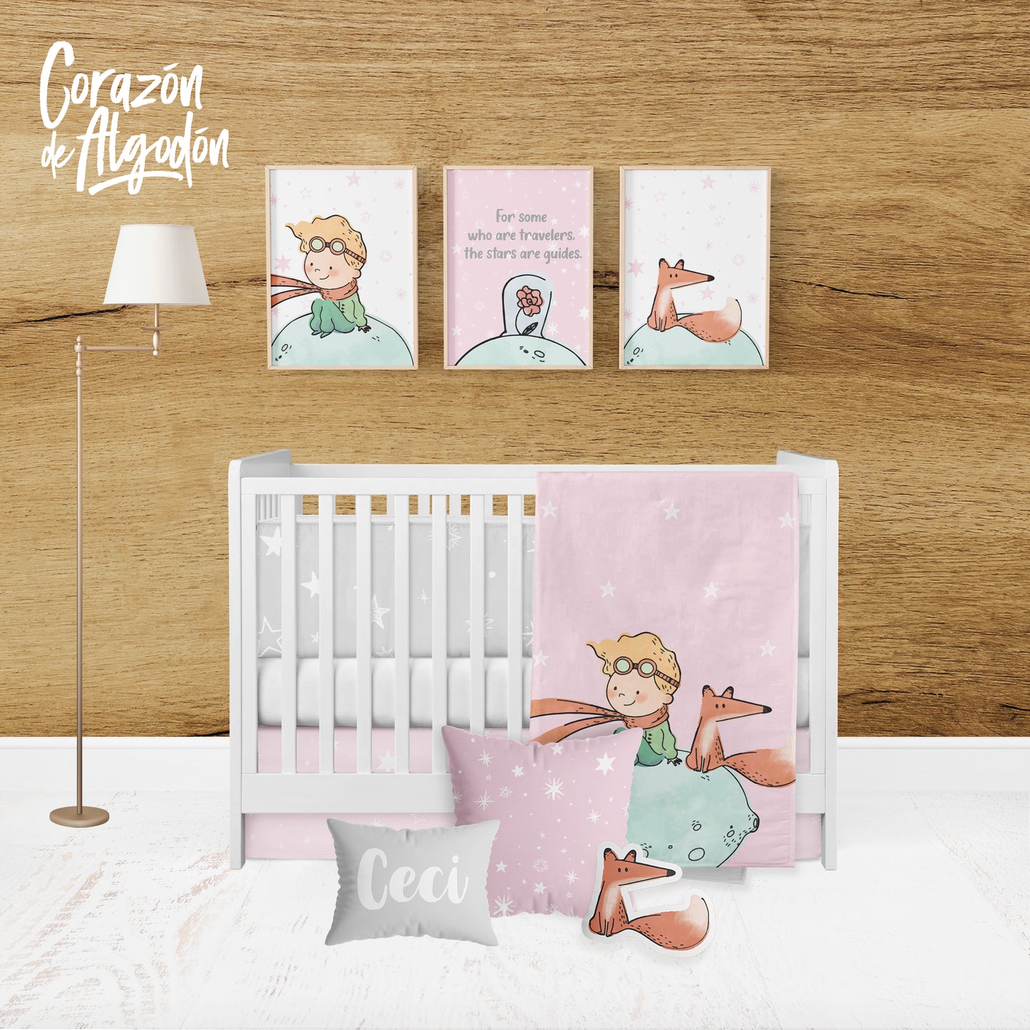 Juego de cuna Principito Rosa