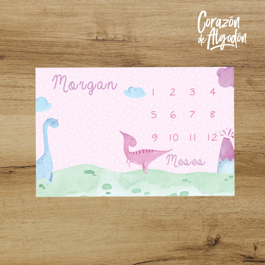 Manta mensual Dinosaurios rosas Morgan