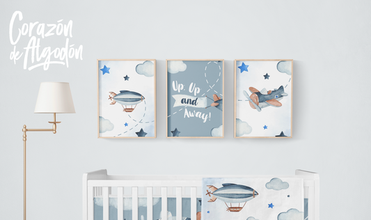 3 Textiles para enmarcar Aviones Christian