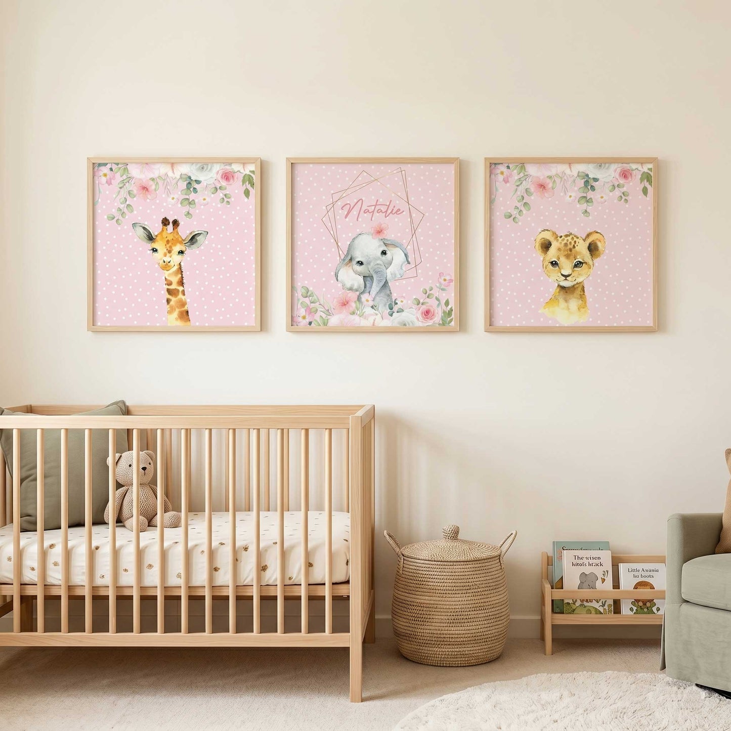 3 Textiles para enmarcar Animales Natalie