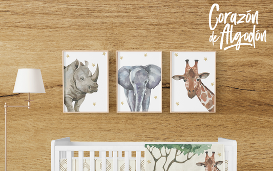 3 Textiles para enmarcar Animales Kaden