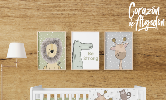 3 Textiles para enmarcar Animales Matias