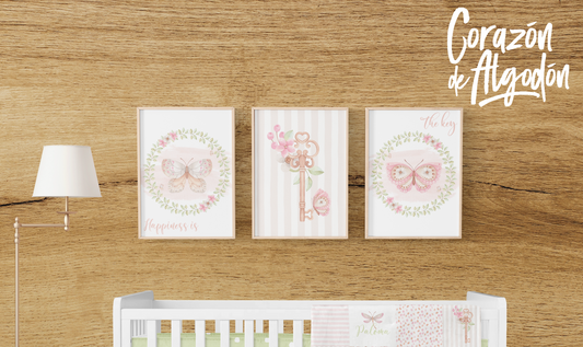 3 Textiles para enmarcar Mariposas Paloma