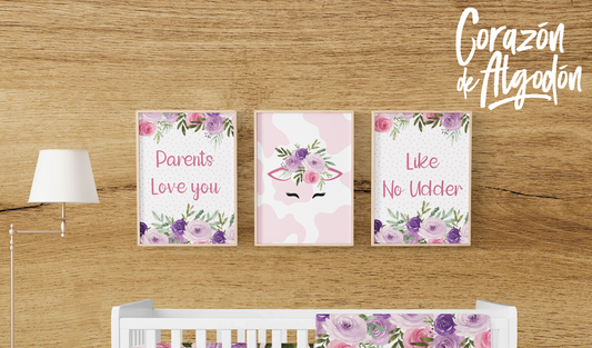 3 Textiles para enmarcar Vaca Connie
