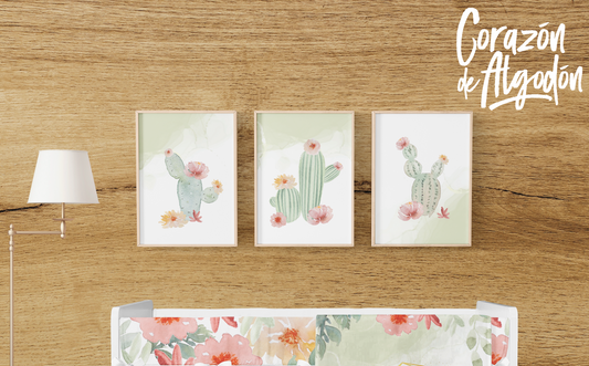 3 Textiles para enmarcar Cactus Marian