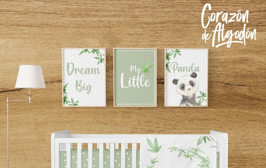 3 Textiles para enmarcar Panda Marco