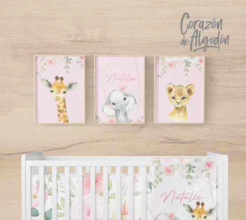 3 Textiles para enmarcar Animales Natalie