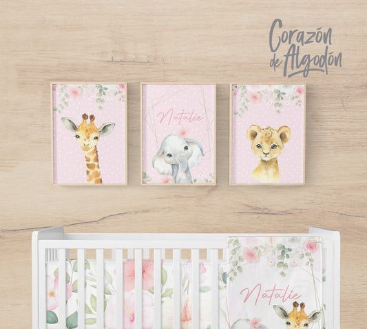 3 Textiles para enmarcar Animales Natalie